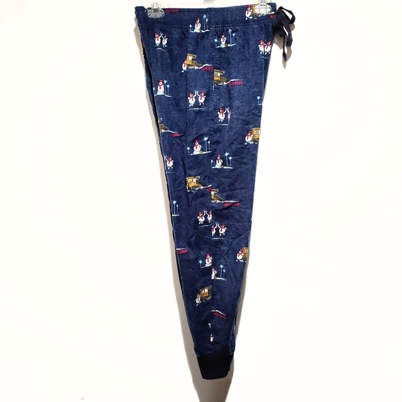 Hollister CA Navy Snowman Winter Print Sleep Pajama Jogger Pants Size XS EUC - Picture 7 of 16